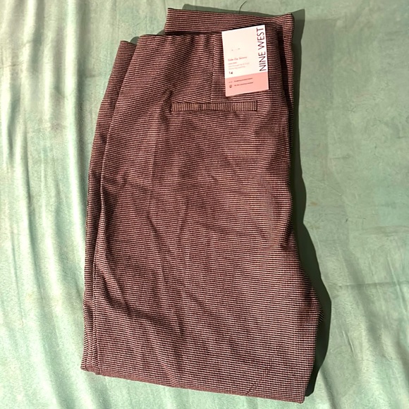 Nine West Skinny Side Houndstooth Zip Pants - Picture 1 of 6